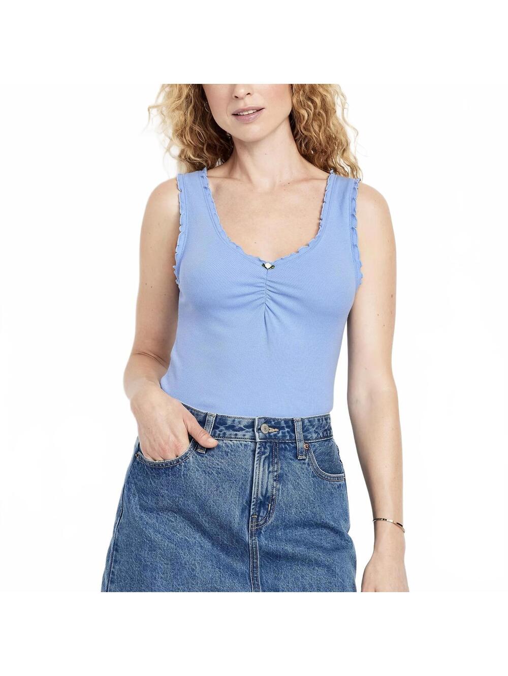 Cinched Rib-Knit Tank Top Old Navy NWT Lighthouse Blue Small
